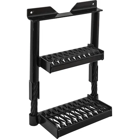5232216 – BUYERS PROD Truck Step, Cable Type Step 2-Rung Single Flat Step Powder Coated Black Carbon Steel 22 Inch He...